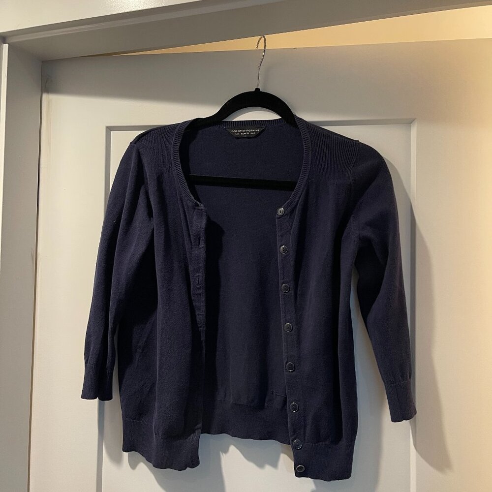Dorothy Perkins Blue Cardigan – Size S – 3/4 Sleeves – Hip-Length